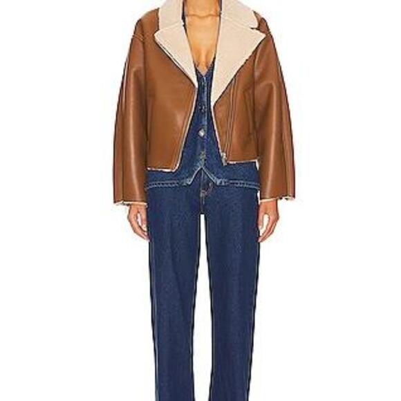 HEARTLOOM Amelia Faux Leather Jacket in Cafe in Brown - Picture 5 of 5